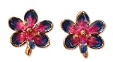 Natural orchid gold-plated flower earrings, 'Dancing Blossoms'