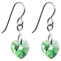 Titanium Heart August Birthstone Earrings Made with SWAROVSKI ELEMENTS