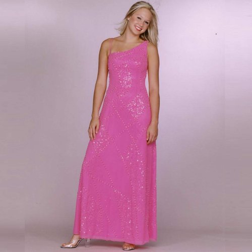 Formal Evening Gown. Beaded Dress in Bubblegum for Prom, Party, Wedding by Sean Collection (190)