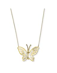 14k Yellow Gold & Rhodium Butterfly Necklace