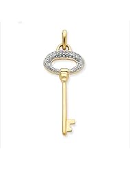 14 Karat Gold Diamond Key Pendant