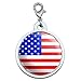 American USA Flag Large Chrome Plated Metal Pet Dog Cat ID Tag