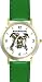 Bulldog (MS) Dog - WATCHBUDDY CLASSIC DELUXE TWO-TONE THEME WATCH - Arabic Numbers-Green Leather Strap-Children's Size-Small ( Boy's Size & Girl's Size )