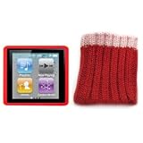 Kolay 6G Nano Starter Pack Red Silicone Case + Red Sock Cover & 2 x Screen Protector Kit for New Apple iPod Nano 6 6th Generation 8GB 16GB