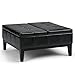 SIMPLIHOME Dover 36 inch Wide Contemporary Square Coffee Table Storage Ottoman in Midnight Black Vegan Faux Leather, Assembled, For the Living Room and Bedroom
