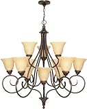 IMAGE OF Nuvo 60/009 3 Tier 12 Light Chandelier with Champagne Linen Washed Glass
