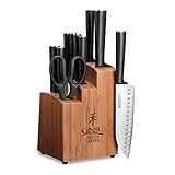 Ginsu 07200 12-Piece Akita Stamped Stainless Steel Knife and Bamboo Block Set