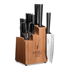 Ginsu 07200 12-Piece Akita Stamped Stainless Steel Knife and Bamboo Block Set