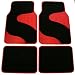 Red Diamond Plate Swish Curve and Black Carpet Plato Floor Mats for Cars / Truck