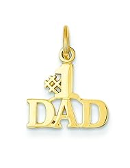 14K Yellow Gold #1 Dad Charm Father Daddy Pendant