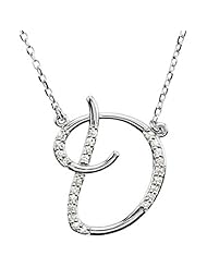 14K White Gold Diamond Initial Necklace "D" -- LIFETIME WARRANTY