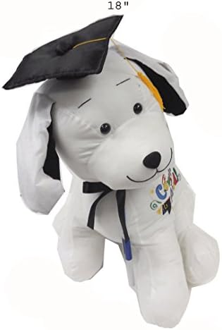 Graduation Autograph Dog With Pen, Black Hat - Congrats Grad! - Multiple Sitting Sizes to Choice - Hound Dog Gift Toys for Graduate Student Party (18"H- X-Large)