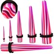UV Expanders Pink, White & Purple Color Curved Candy Taper with O Ring, 0g - Sold as a Pair