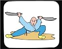 Decorated Mouse Pad with man, "martial arts", swords, blades, robe, China, Asia
