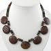EXP Handmade Brown & Green Moss Agate & Silver Beaded Necklace With Seashell Design