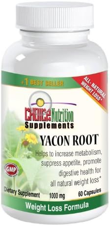 Yacon Root Extract 100% Pure and Gluten Free 1000 mg - Prebiotic Nutritional Dietary Supplement Natural Weight Loss 60 Capsules Customer Satisfaction Guarantee