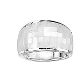 Elements Sterling Silver R2370W 58 Ladies White Mosaic Mother of Pearl Ring - Size Large