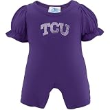 NCAA Texas Christian Horned Frogs (TCU) Infant Girls Purple Rhinestone Romper (0-3 Months)