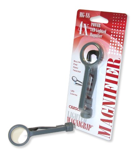 Carson Lighted MagniGrip 45x LED Lighted Magnifier with Precision Tweezers MG-88 Carson Lighted MagniGrip 45x LED Lighted Magnifier with Precision Tweezers MG-88