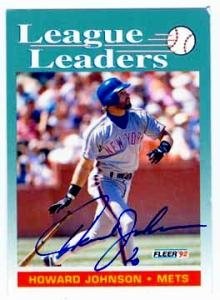 Howard Johnson Autographed/Hand Signed baseball card (New York Mets) 1992 Fleer #689 League Leaders
