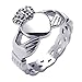 KONOV Stainless Steel Celtic Claddagh Heart Crown Mens Womens Love Ring, Silver