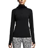 Dusishidan Women Warm-up Running Shirts Long Sleeve Half Zip with Stand Collar