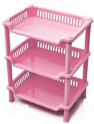 Aisport Storage Basket,Square Three Layer Floor Stand Rack,Pink