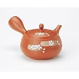 春秋作　朱泥桜帯アミ急須 【急須・ポット 常滑】