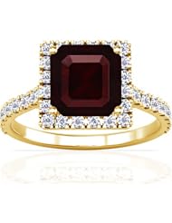 18K Yellow Gold Emerald Cut Ruby Ring With Sidestones