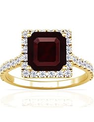 18K Yellow Gold Emerald Cut Ruby Ring With Sidestones