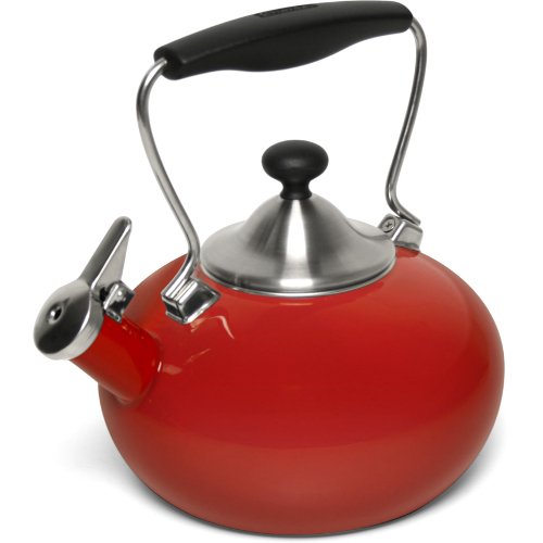 Chantal Bridge 37-1LB RE Enamel on Steel Bridge Teakettle, Chili Red
