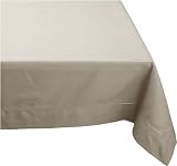 Mahogany Solid-Color 100-Percent Cotton Hemstitch Tablecloth, 60-Inch by 120-Inch Rectangle, Light Taupe