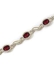 14kt Yellow Gold Oval Garnet and Diamond Bracelet