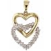 Two Tone Stacking Hearts Diamond Pendant Necklace