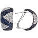 Pave Simulated Diamond CZ /Dark Blue Cubic Zirconia Zig Zag Omega Silver Earrings