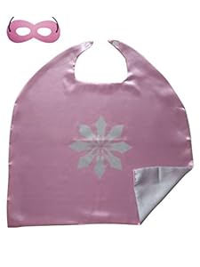 Superhero or Princess CAPE & MASK SET Kids Childrens Halloween Costume (Pink Snow Princess (Anna))