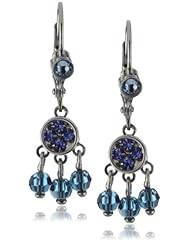 Sorrelli "Electric Blue" Dainty Crystal Fringe Drop Silver-Tone Earrings