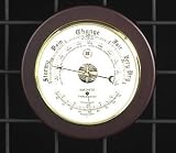 Nautical French Weathermasters Barometer and Thermometer on Cherry Wood - 9