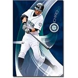 Professionally Framed Seattle Mariners Ichiro Suzuki Sports Poster Print - 22x34 with RichAndFramous Black Wood Frame