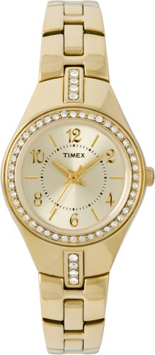 Timex Womens Classic Crystal Sport Chic Gold Tone Bracelet Watch T2M738