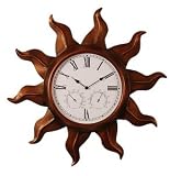Ashton Sutton Indoor or Outdoor Wall Clock - sun shaped - Copper Finish