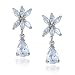 Sterling Silver Cubic Zirconia Flower w/ Pear-Shaped Drop Earrings by Cheline
