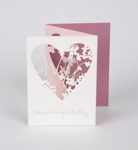 Laser Cut Heart Wife Birthday Card