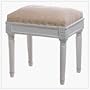 FLORAL DESIGN CREAM COLORED PADDED VANITY FOOTSTOOL