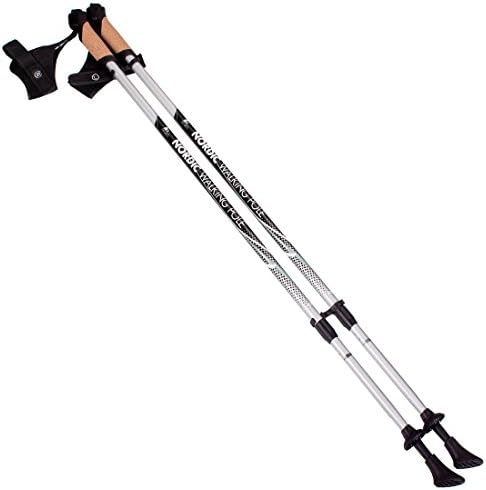 Nordic Walking Poles, telescopic, lightweight, with carbide tips, removable traction boots, and ergonomic wrist straps. By IB3 Health.
