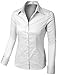LE3NO Womens Lightweight Button Down Shirt with Stretch White