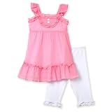 Amy Byer Girls 2-6x Two-Piece Cotton Ruffle Tunic, Knit Legging Set