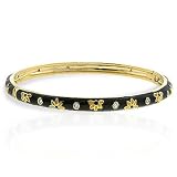Cubic Zirconia Bracelets - Gold Flower with Small CZ Enameled Bangle