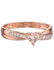 Rose-Gold Flashed Silver Diamond and Morganite Heart Ring (0.05cttw, G-H Color, I2-I3 Clarity)
