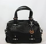IMAGE OF NEW AUTHENTIC MICHAEL KORS GIBSON LEATHER SATCHEL (Black/Silver)